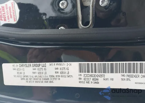 2014 Dodge Charger Se z USA, uszkodzony, nr VIN 2C3CDXBG3EH242972